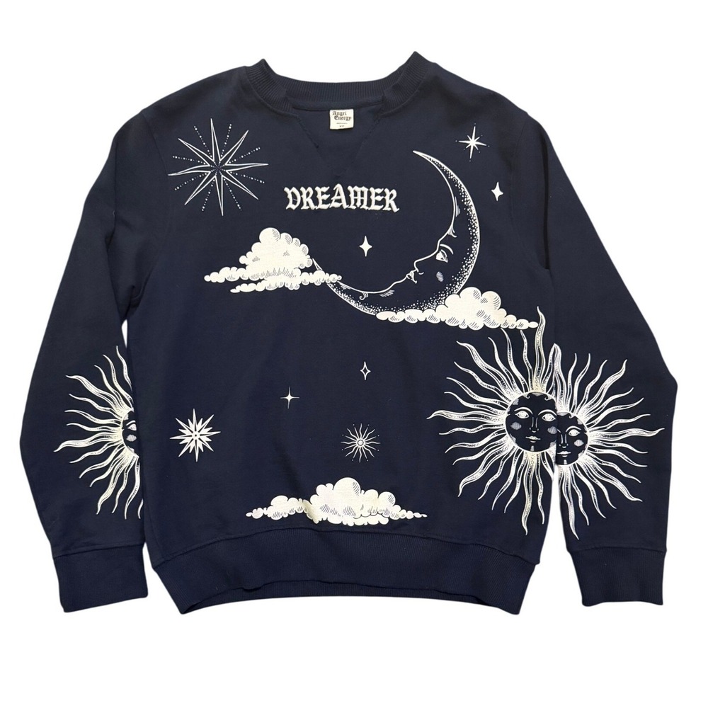 Graphic Angel Energy‎ Dreamer Moon Sun Sweatshirt Navy XS